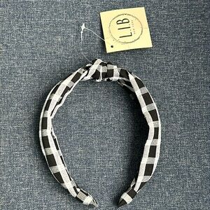 NWT L.I.B New York Top Knot Black and White Plaid Headband